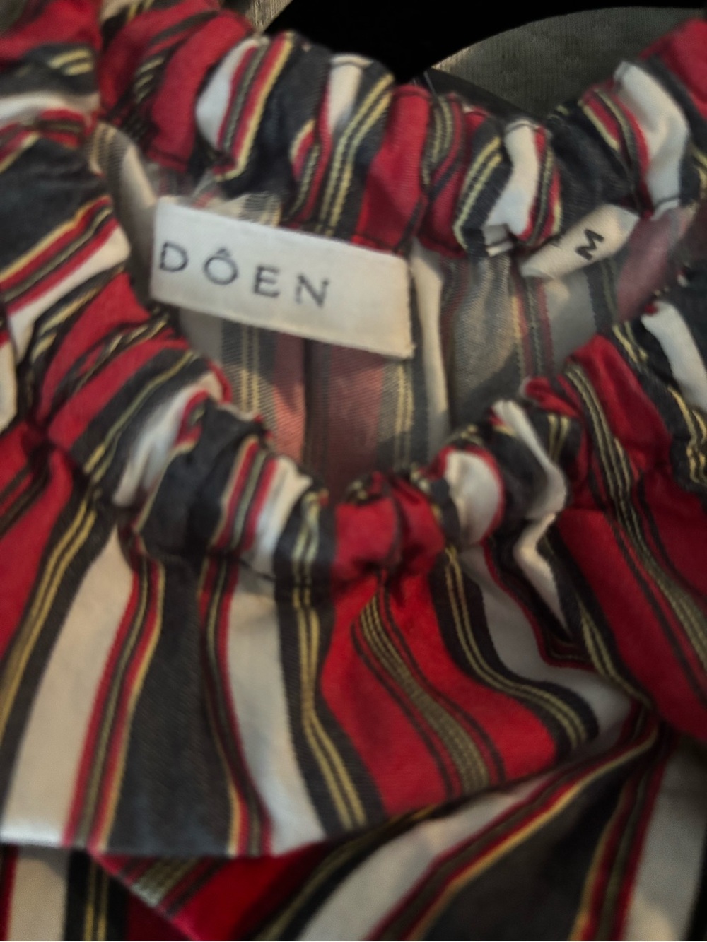 Doen Red, Black & Cream Striped Mini Dress - Picture 7 of 9